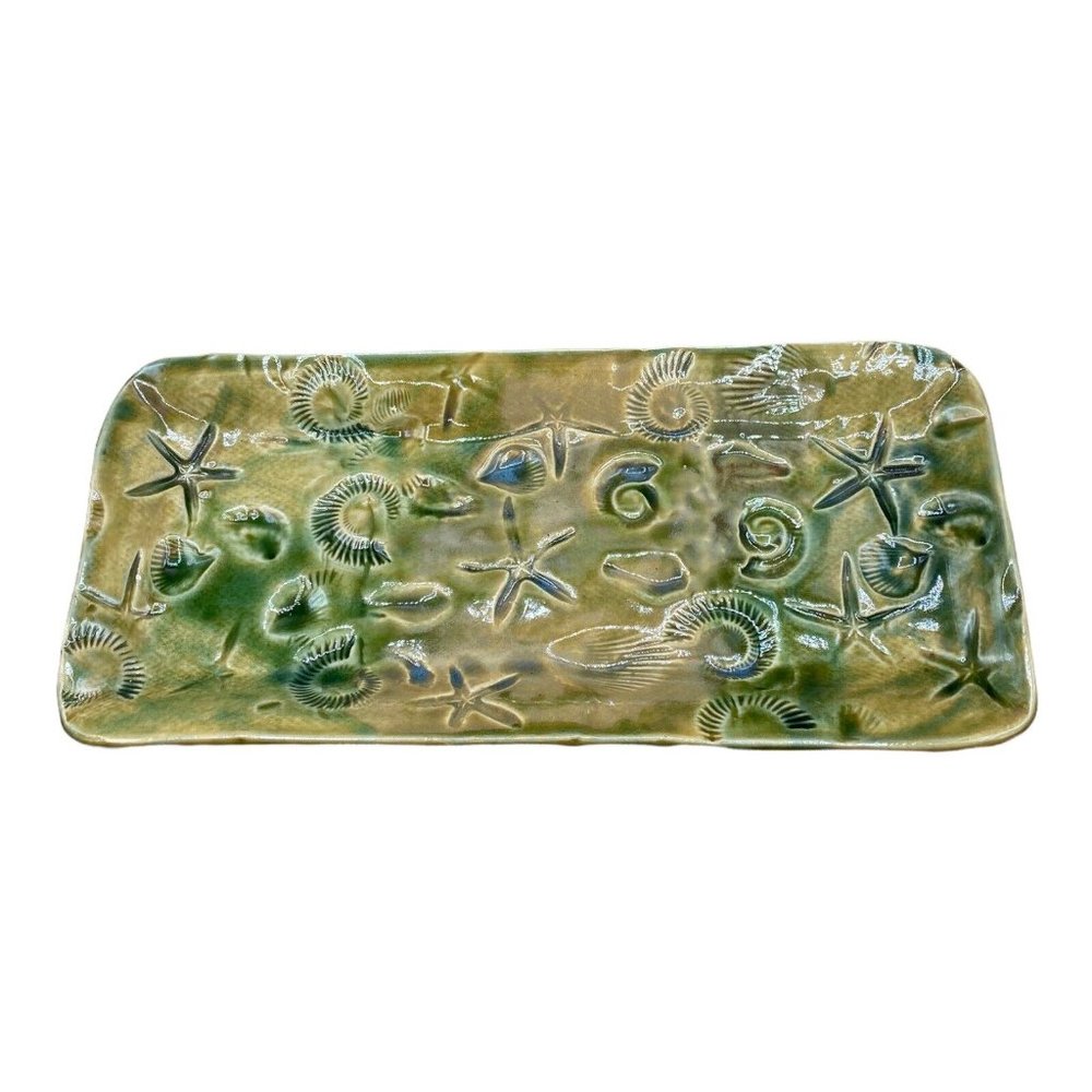 Firestone 2015 Fire Cat Pottery Beach Shells Starfish Decor Tray Hollywood FL